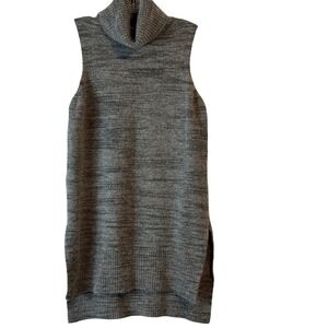 Cynthia‎ Rowley Gray Knit Turtleneck Sleeveless Sweater Tunic Wool Blend Sz S